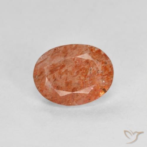 Pierre de soleil Orange rougeâtre naturelle ovale, 1.30 ct, Translucide