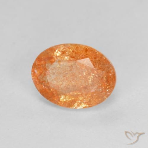 Pierre de soleil Orange foncé naturelle ovale, 1.44 ct, Translucide