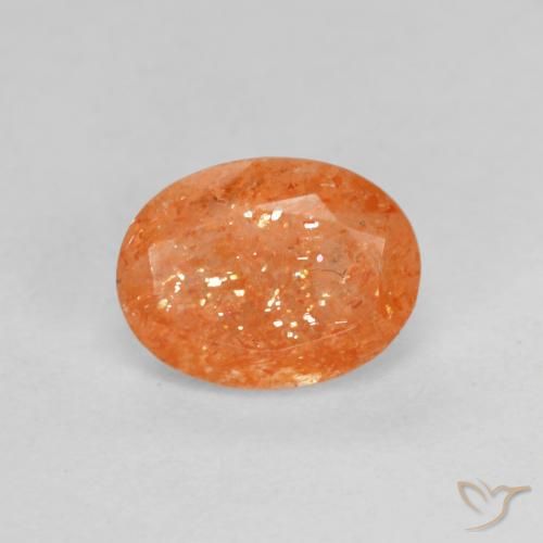 1.34ct Naturel Orange moyen Pierre de soleil, ovale, Translucide