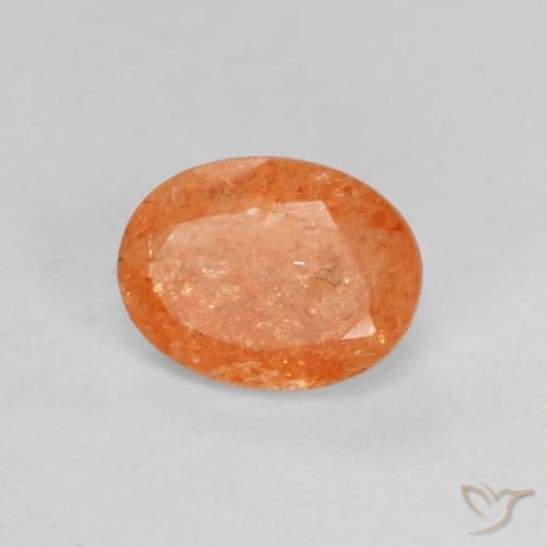 Pierre de soleil Orange moyen naturelle ovale, 1.34 ct, Translucide