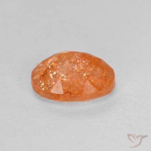 Pierre de soleil Orange moyen naturelle ovale, 1.34 ct, Translucide