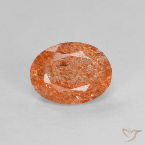 1.31ct Naturel Orange chaud Pierre de soleil, ovale, Translucide