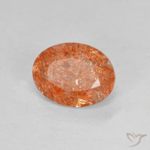 Pierre de soleil Orange chaud naturelle ovale, 1.31 ct, Translucide