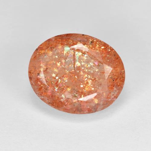 Pierre de Soleil  Orange rougeâtre naturelle Coupe ovale, 3.78 ct, Transparent