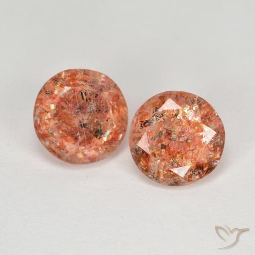 2.08ctw Naturel Orange rougeâtre Pierre de soleil, Tour, Transparent