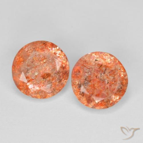 2.16ctw Naturel Orange rougeâtre Pierre de soleil, Tour, Translucide