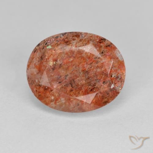 3.40ct Naturel Orange chaud Pierre de soleil, ovale, Translucide