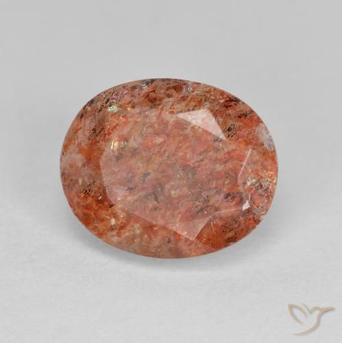Pierre de soleil Orange chaud naturelle ovale, 3.40 ct, Translucide
