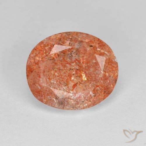 3.19ct Naturel Orange rougeâtre Pierre de soleil, ovale, Transparent