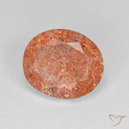Pierre de soleil Orange rougeâtre naturelle ovale, 3.19 ct, Transparent