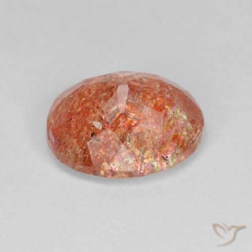 Pierre de soleil Orange rougeâtre naturelle ovale, 3.19 ct, Transparent
