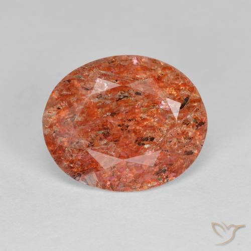 2.80ct Naturel Orange rougeâtre Pierre de soleil, ovale, Transparent