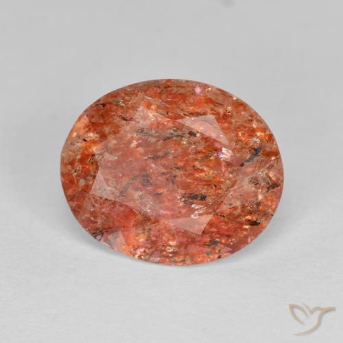 Pierre de soleil Orange rougeâtre naturelle ovale, 2.80 ct, Transparent