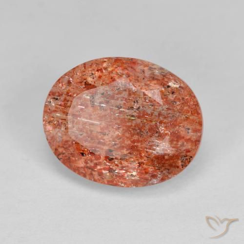 Pierre de soleil Orange chaud naturelle ovale, 3.47 ct, Transparent
