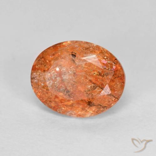 Pierre de soleil Orange vif naturelle ovale, 2.93 ct, Transparent