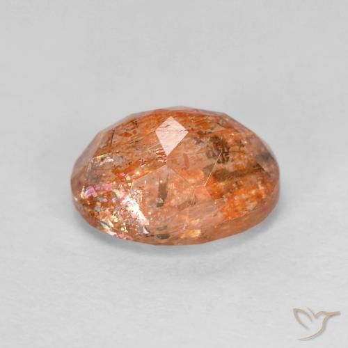 Pierre de soleil Orange vif naturelle ovale, 2.93 ct, Transparent