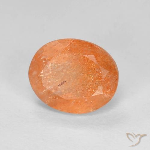 Pierre de soleil Orange igname naturelle ovale, 2.85 ct, Translucide