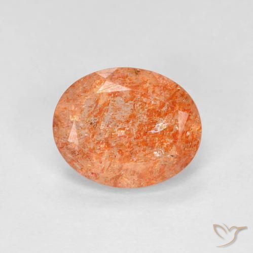 2.28ct Naturel Orange foncé Pierre de soleil, ovale, Transparent