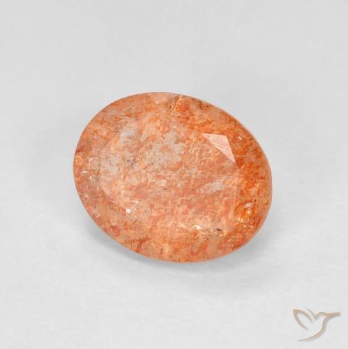 Pierre de soleil Orange foncé naturelle ovale, 2.28 ct, Transparent