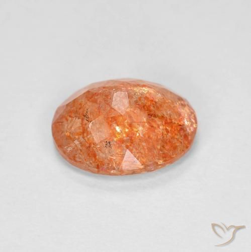 Pierre de soleil Orange foncé naturelle ovale, 2.28 ct, Transparent