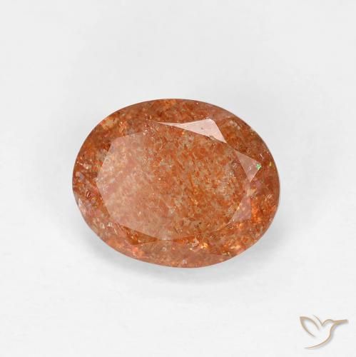 Pierre de soleil Orange rougeâtre naturelle ovale, 2.41 ct, Transparent