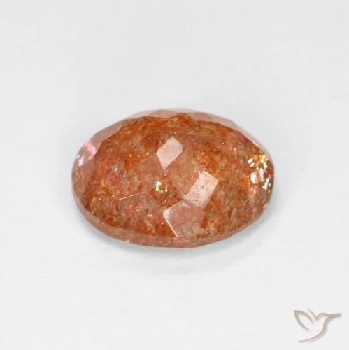 Pierre de soleil Orange rougeâtre naturelle ovale, 2.41 ct, Transparent