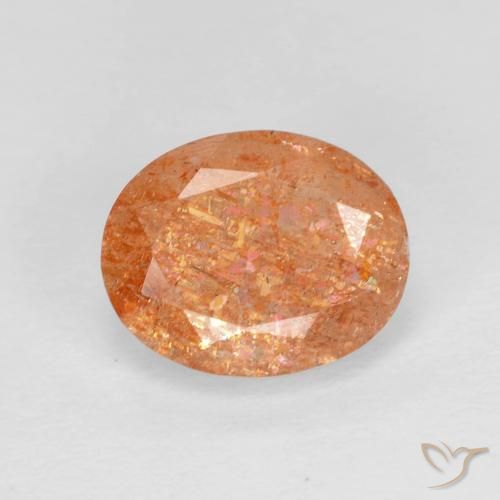 2.60ct Naturel Orange rougeâtre Pierre de soleil, ovale, Transparent
