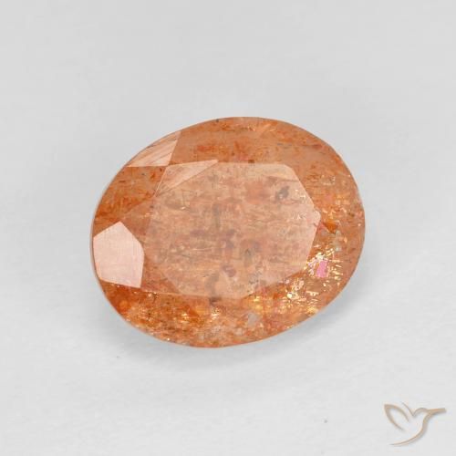 Pierre de soleil Orange rougeâtre naturelle ovale, 2.60 ct, Transparent