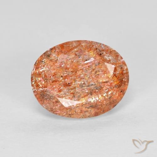 Pierre de soleil Orange moyen naturelle ovale, 2.62 ct, Transparent