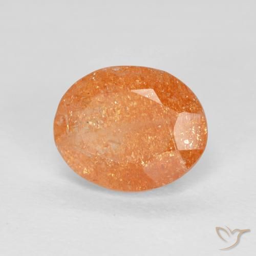 2.51ct Naturel Orange foncé Pierre de soleil, ovale, Transparent