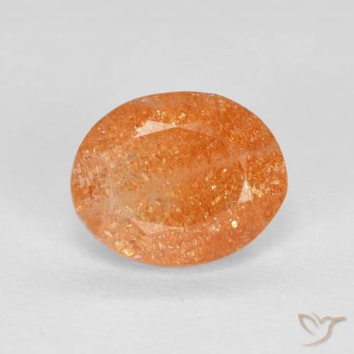 Pierre de soleil Orange foncé naturelle ovale, 2.51 ct, Transparent