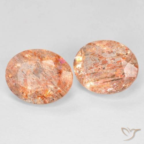 5.07ctw Naturel Orange clair Pierre de soleil, ovale, Transparent