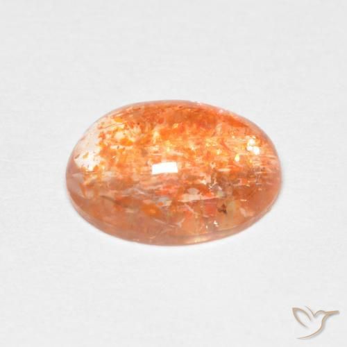 Pierre de soleil Orange foncé naturelle ovale, 1.73 ct, Translucide