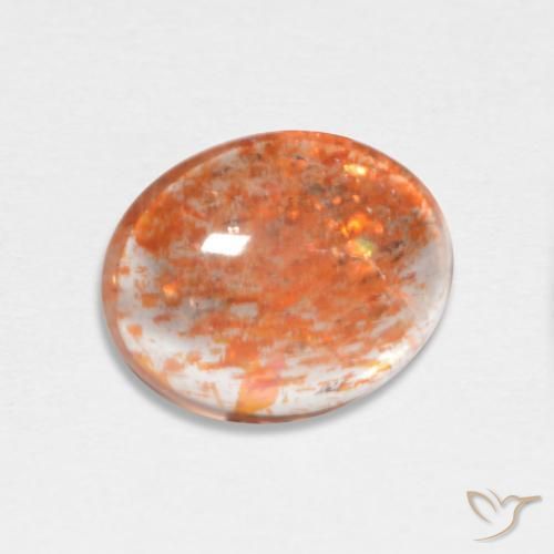 Pierre de soleil Orange gingembre naturelle ovale, 1.57 ct, Translucide