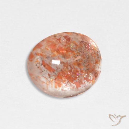 Pierre de soleil Orange rougeâtre naturelle ovale, 1.82 ct, Translucide