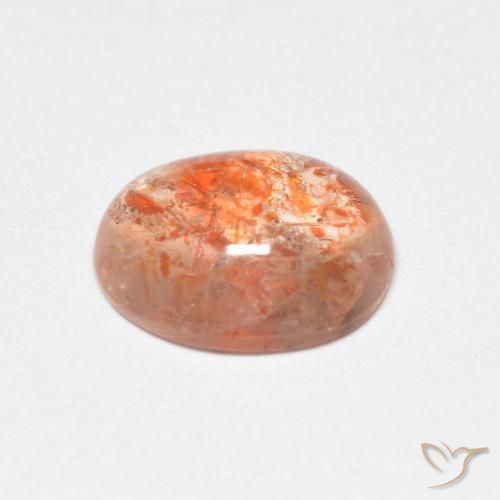 Pierre de soleil Orange rougeâtre naturelle ovale, 1.82 ct, Translucide