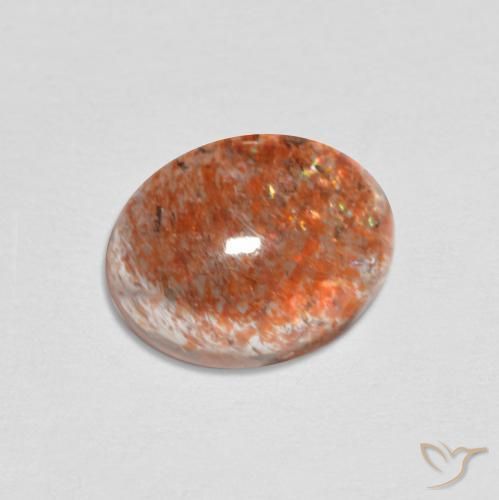 1.70ct Naturel Orange rougeâtre Pierre de soleil, ovale, Translucide