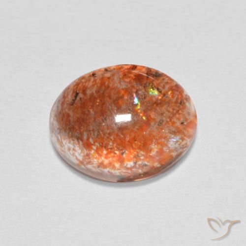 Pierre de soleil Orange rougeâtre naturelle ovale, 1.70 ct, Translucide