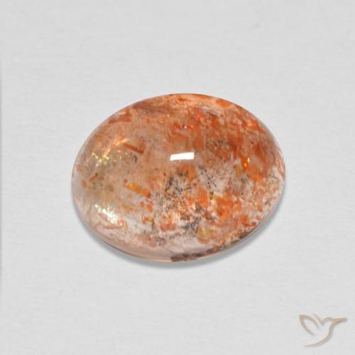 Pierre de soleil Orange gingembre naturelle ovale, 1.68 ct, Translucide