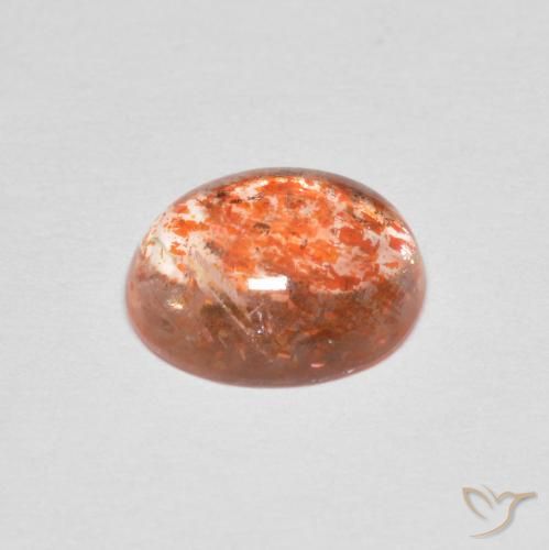 Pierre de soleil Orange rougeâtre naturelle ovale, 1.71 ct, Translucide