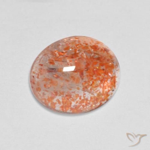Pierre de soleil Orange rougeâtre naturelle ovale, 2.07 ct, Translucide