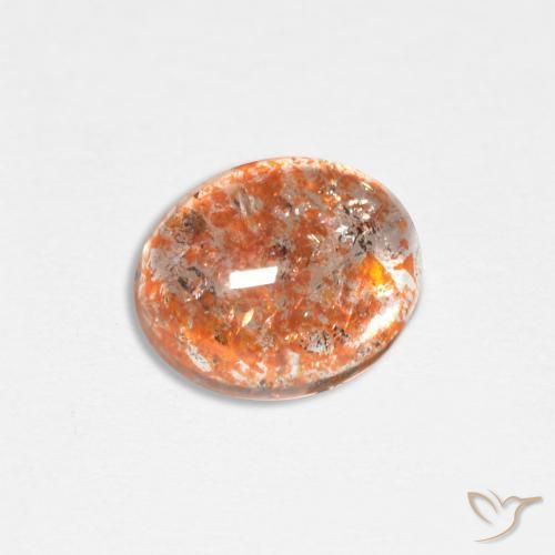 Pierre de soleil Orange moyen naturelle ovale, 1.45 ct, Translucide