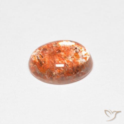 Pierre de soleil Orange moyen naturelle ovale, 1.45 ct, Translucide