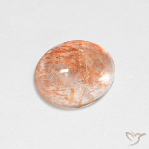 Pierre de soleil Orange tigre léger naturelle ovale, 1.67 ct, Translucide