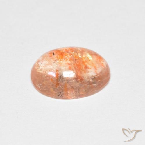 Pierre de soleil Orange tigre léger naturelle ovale, 1.67 ct, Translucide