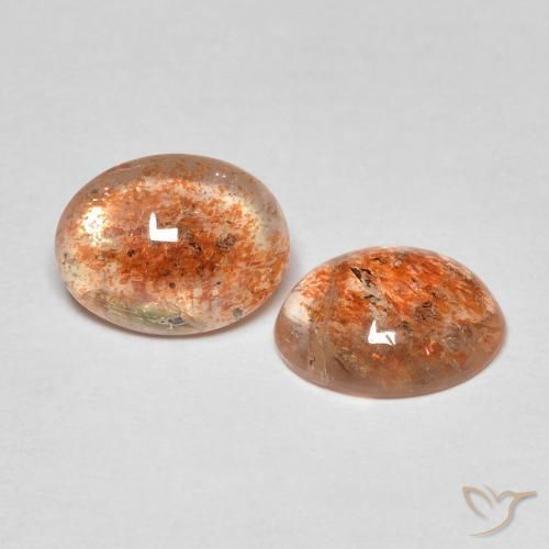 3.14ctw Naturel Orange chaud Pierre de soleil, ovale, Translucide