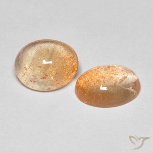 3.30ctw Naturel Orange pêche léger Pierre de soleil, ovale, Translucide