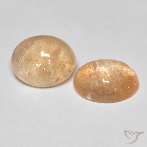 5.18ctw Naturel Orange pêche léger Pierre de soleil, ovale, Translucide
