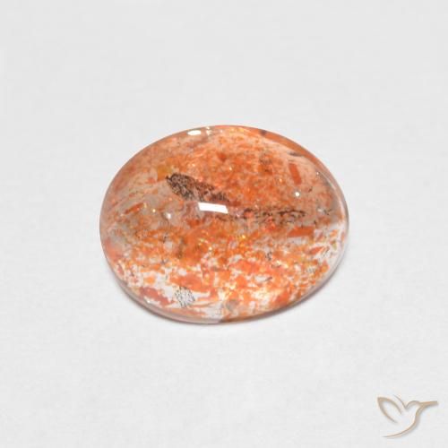 1.37ct Naturel Orange chaud Pierre de soleil, ovale, Translucide