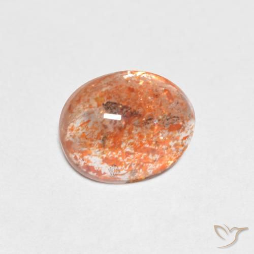 Pierre de soleil Orange chaud naturelle ovale, 1.37 ct, Translucide